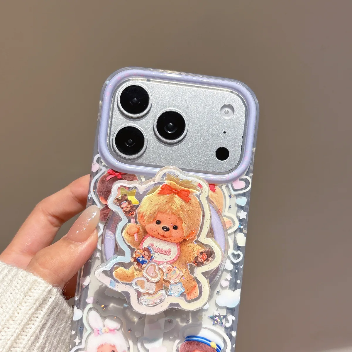 Monchhichi Kawaii Clear Phone Case for iPhone 17 16 15 14 13 Pro Max
